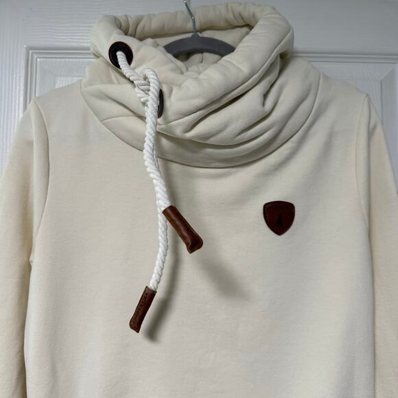 Wanakome Cream Beige Hooded Pullover Sweatshirt Size Medium - Picture 4 of 16
